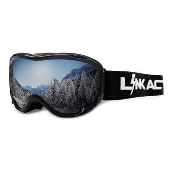 Link Active Ski Goggles VLT% 9.49 OTG UV Protection Lightweight Anti Fog Anti Slip Helmet Compatible Ski/Snow Boarding/Snowmobiling - Onyx With Chrome