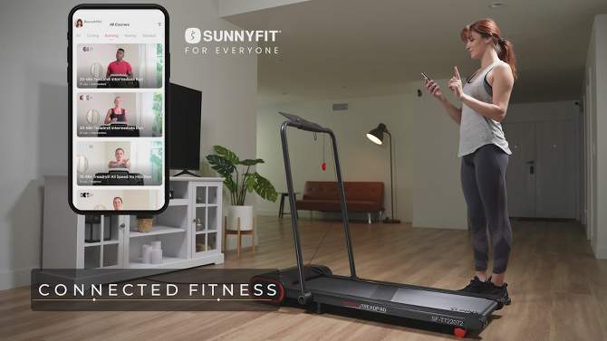 Sunny Health &#38; Fitness Smart Compact Treadpad Electric Treadmill, 2 of 11, play video