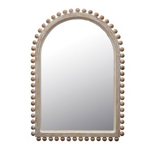 Storied Home Wood Ball Framed Arched Wall Mirror, Natural - 1 of 4