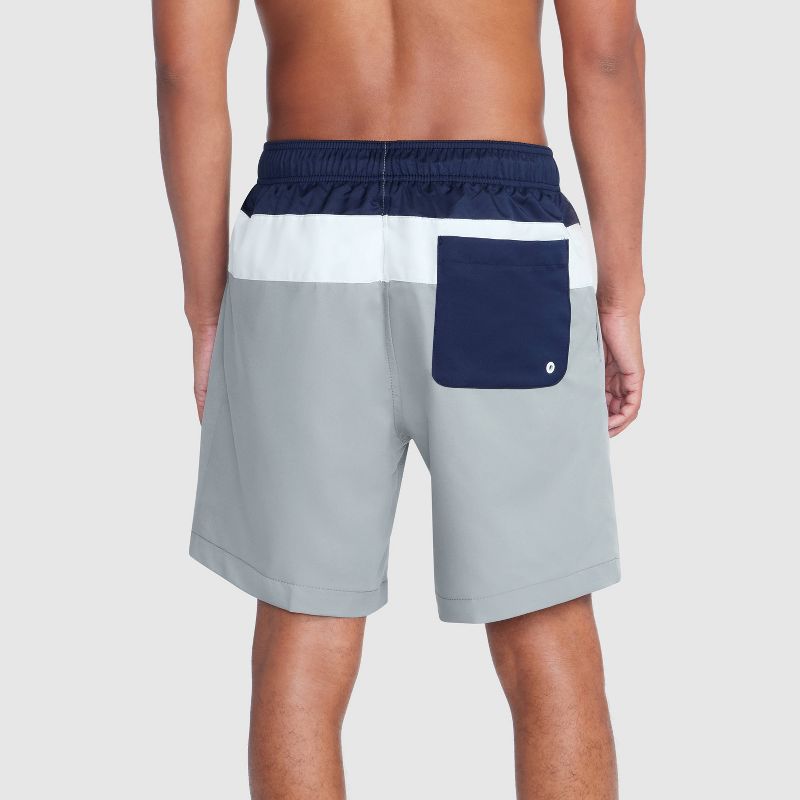 Speedo Men's 7" Tri-Colorblock Swim Shorts - Gray/White/Navy Blue, 2 of 4