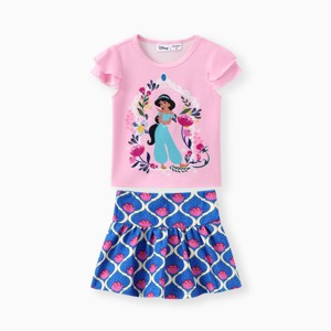 Disney Princess Toddler Girls Jasmine 2pcs Naia  Character Print Ruffle-sleeve Top with Skirt Set - 1 of 4