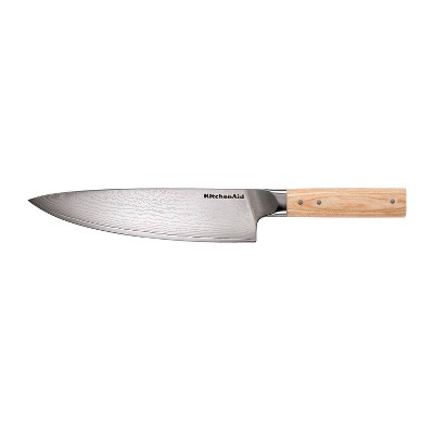 KitchenAid Premium Damascus Chef Knife: 8" Forged Stainless Steel Blade, Hardwood Riveted Handle, Hand Wash, Lifetime Warranty