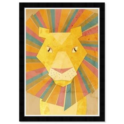 15" x 21" Vibrant Lion Animals Framed Art Print - Wynwood Studio: Modern Decor, Digital Wall Poster