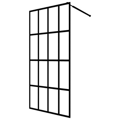 Industrial Style Black Aluminum and Tempered Glass Walk-In Shower Screen