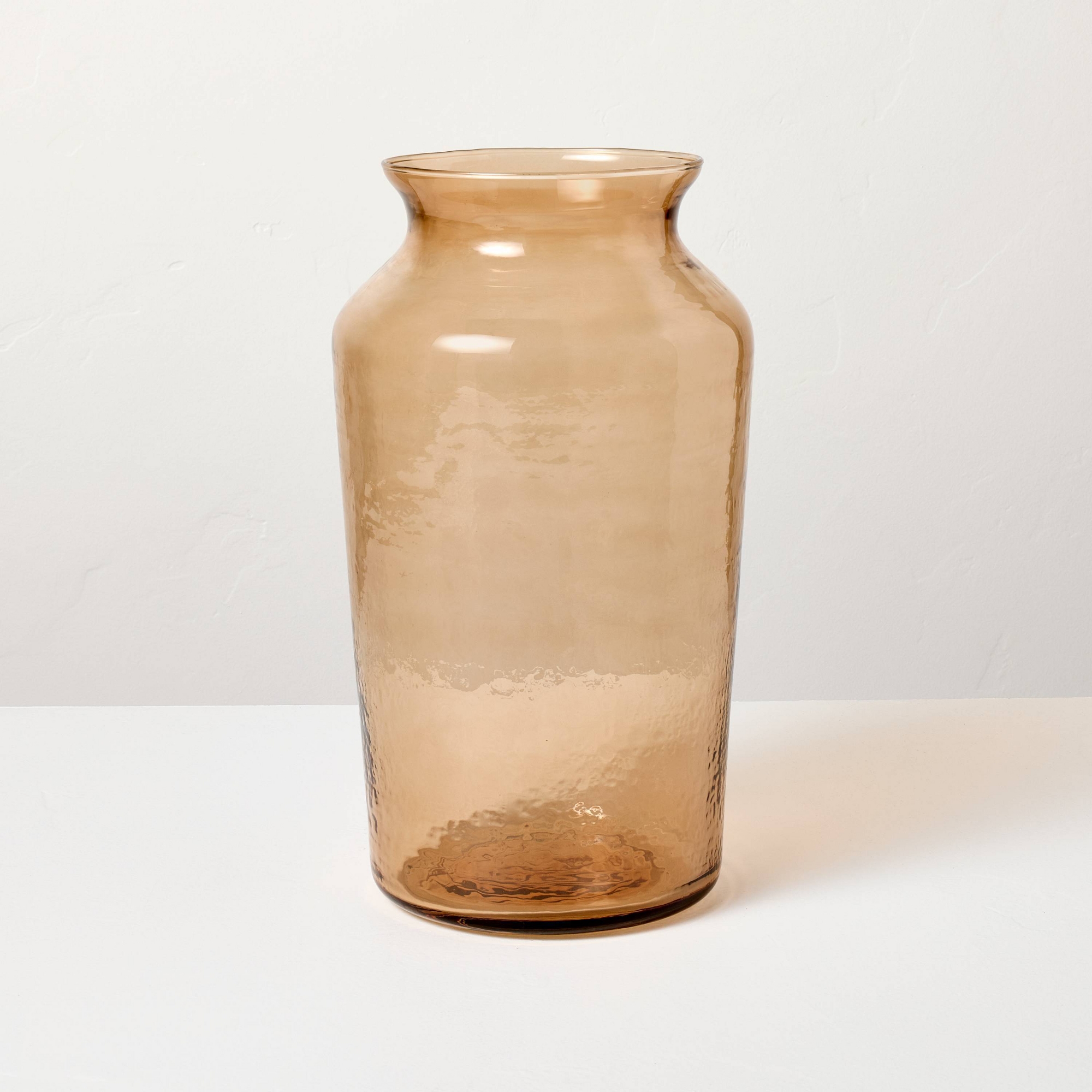 14" Tan Glass Decorative Flower Vase - Hearth & Hand™ with Magnolia