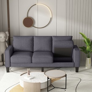 GDFStudio Hodgson Modern 3-Seat Wood and Fabric Upholstered Sofa - 1 of 4