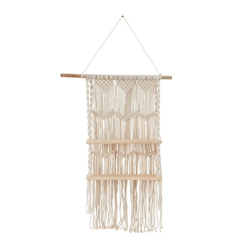 49"x25" Cotton Macrame Handmade 2 Shelves Wall White - Novogratz: Bohemian Bathroom Storage, Indoor Decor - image 1 of 4