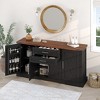 Okak Farmhouse Sideboard Buffet Cabinet with Storage, Fluted Wood Kitchen Console Table with 4 Doors & 3 Drawers for Dining Room Entryway - 4 of 4