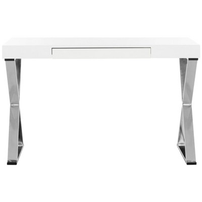 Paley Lacquer & Chrome Desk White - Safavieh