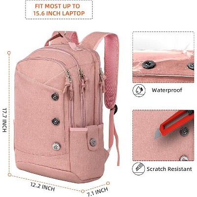 Acoinel 15.6 Inch Anti-Scratch Travel Daypack with Multi-Compartment, Comfortable Shoulder Straps,Pink — фото 2