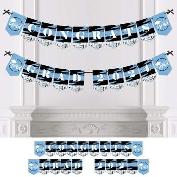 Big Dot of Happiness Light Blue Graduation Bunting Banner - Party Decorations - Congrats Grad 2024
