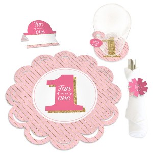 Big Dot of Happiness 1st Birthday Girl - Fun to be One - First Birthday Party Paper Charger and Table Decorations Chargerific Kit Place Setting for 8 - 1 of 4