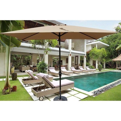CAVINAS 6 x 9 FT Patio Umbrella with Push Button Tilt and Crank,Outdoor Waterproof Umbrella for Backyard,Poolside,Deck,Base Not Included