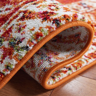 Red and Navy Synthetic Non-slip Runner Rug, 2'3" x 10'