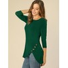 Allegra K Women's 3/4 Sleeve Round Neck Button Decor Casual Stretchy Tunic Tops - 2 of 4