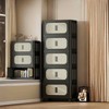 MAYEERTY 20" Side 4 Tiers Plastic Folding Storage Cabinet with Magnetic Door Wheels for Living Room Retro Black - 4 of 4