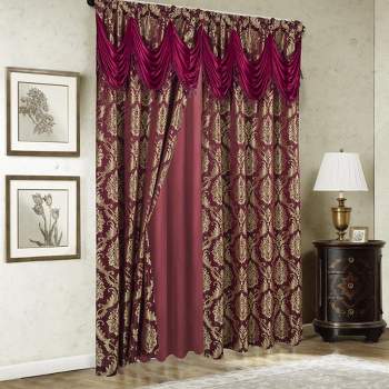 Kate Aurora Satin Semi Sheer Complete 5 Piece Window In A Bag Attached ...