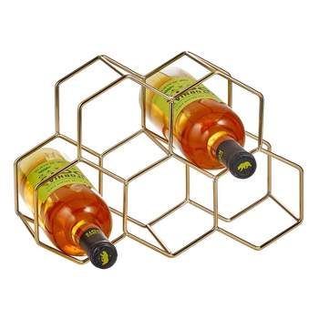 mDesign Honeycomb 5 Bottle Wine Rack for Kitchen Counter or Fridge