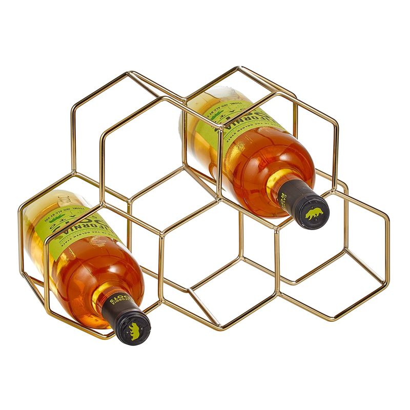 mDesign Honeycomb 5 Bottle Wine Rack for Kitchen Counter or Fridge, 1 of 6