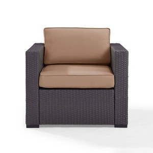Biscayne Outdoor Wicker Armchair - Mocha - Crosley - 1 of 4