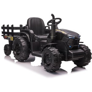 Kids Ride On Tractor with Trailer, 12V Electric Ride On Car for Kids, Dual 40W Motors, LED Headlights, USB/MP3, Battery Powered Outdoor for 3+ - 1 of 4