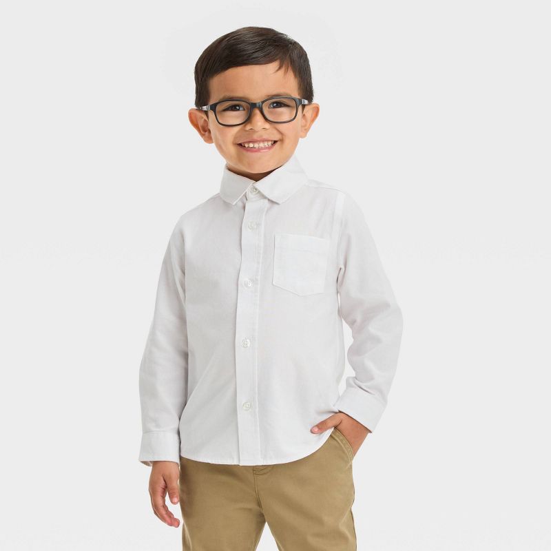 Toddler Boys' Long Sleeve Solid Oxford Button-Down Shirt - Cat & Jack™ White, 1 of 5