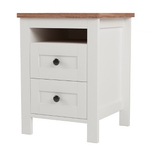 Dexmalle Farmhouse Wooden Nightstand with Two Drawers for Bedroom - 1 of 4