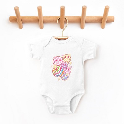 The Juniper Shop Colorful Checkered Smiley Face Baby Bodysuit