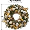 24 Inch Christmas Wreath for Front Door, Christmas Decor, Xmas Wreath with Balls Ornaments, Artificial Christmas Wreath for Fireplace Door - 2 of 4