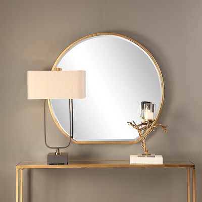 Asheville Transitional 42" Round Gold Leaf Wall Mirror