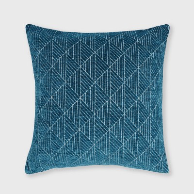 18"x18" Geometric Chenille Woven Jacquard Reversible Square Throw Pillow Teal - freshmint
