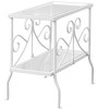 ?Vynxaria Elegant Accent Table with Clear Tempered Glass and White Metal Frame - 3 of 4