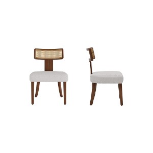 CAVINAS Mid Century Dining Chairs Set of 2,Solid Wood & Rattan Web Back,Kitchen Chairs with Rubberwood Frame,Accent Chairs for Dining Room - 1 of 4