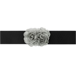 INSPIRE CHIC Women's Elastic Wide Double-Flower Stretch Corset Waist Belt 1 Pc - 1 of 4