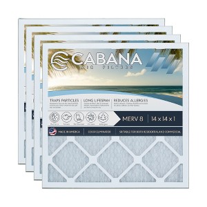 Cabana Air Filters 6 Pack Home HVAC Furnace Air Filters, Capture Unwanted Particles with Pleated Design, MERV 8, 14 x 14 x 1, White - 1 of 4