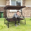 Costway Converting Outdoor Swing Canopy Hammock 3 Seats Patio Deck Furniture Brown - 4 of 4