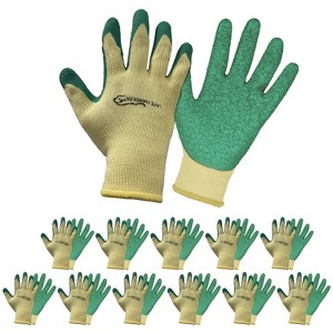 Bison Life Ultra Stretch Latex Crinkle Coated Grip Work Gloves for Gardening and Outdoor Tasks, One Size - 12 Pairs - 1 of 4