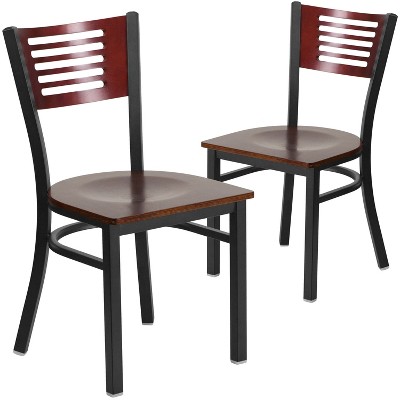 Emma and Oliver 2 Pack Decorative Slat Back Metal Restaurant Chair
