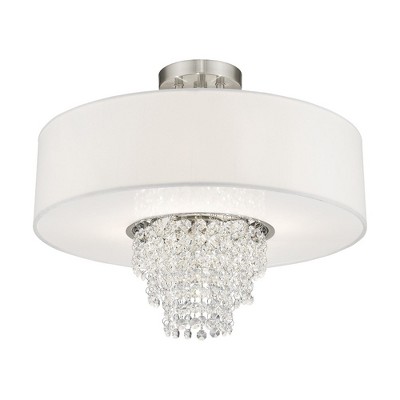 Elegant Brushed Nickel 4-Light Semi-Flush Mount with Crystal Accents