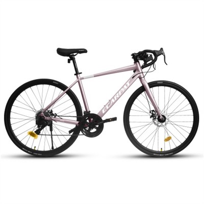 YONWAY 700Cx28 Road Bike, Lightweight Aluminum Frame, 16-Speed with Trigger Shifters, Disc Brakes, Anti-Slip Handlebars for City Commuting, Pink