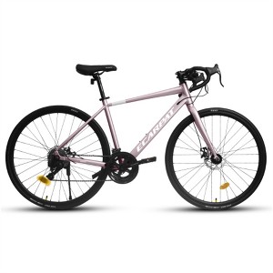 YONWAY 700Cx28 Road Bike, Lightweight Aluminum Frame, 16-Speed with Trigger Shifters, Disc Brakes, Anti-Slip Handlebars for City Commuting, Pink - 1 of 4