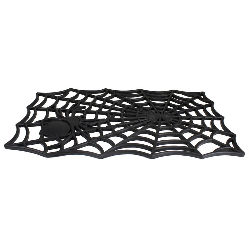 Northlight Black Spider Web Rectangular Halloween Doormat 18" x 30", 3 of 6