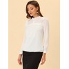 INSPIRE CHIC Women's Swiss Dots Long Sleeve Ruffled Work Office Chiffon Blouse - 3 of 4