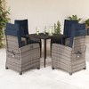 vidaXL 5-Piece Patio Dining Set - Gray Poly Rattan with Navy Cushions, Adjustable Recliner Chairs, Tempered Glass Table - 2 of 4