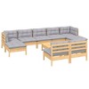 vidaXL Solid Pinewood Patio Lounge Set 10 Piece with Cushions Multi Colors - Brown and Gray - 3 of 4