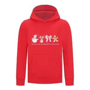 Everyday Kids Christmas Collection Most Wonderful Time Girls Pullover Hoodie – Pink Holiday Sweatshirt - 1 of 4