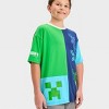 Boys' Minecraft Colorblock Drop Shoulder Short Sleeve Graphic T-Shirt - 2 of 3