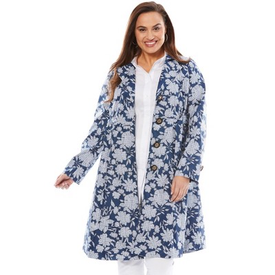 Jessica London Women's Plus Size Pleated Trench Coat