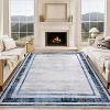 Washable 5x7 Living Room Rug, Distressed Blue Modern Border, Non-Slip Low Pile Soft Carpet for Bedroom or Accent Décor - 2 of 4