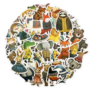 Wrapables Waterproof Vinyl Stickers for Water Bottles, Laptop, Phones, Skateboards, Decals for Teens, 100pcs, Rustic Creatures - 1 of 4